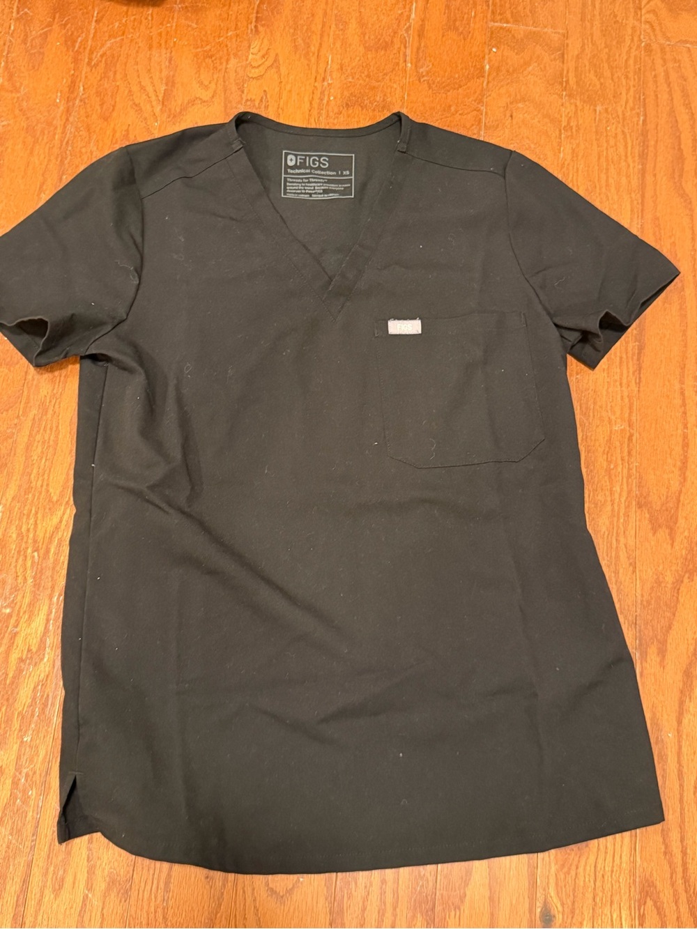 Figs Black V-Neck Scrub Top